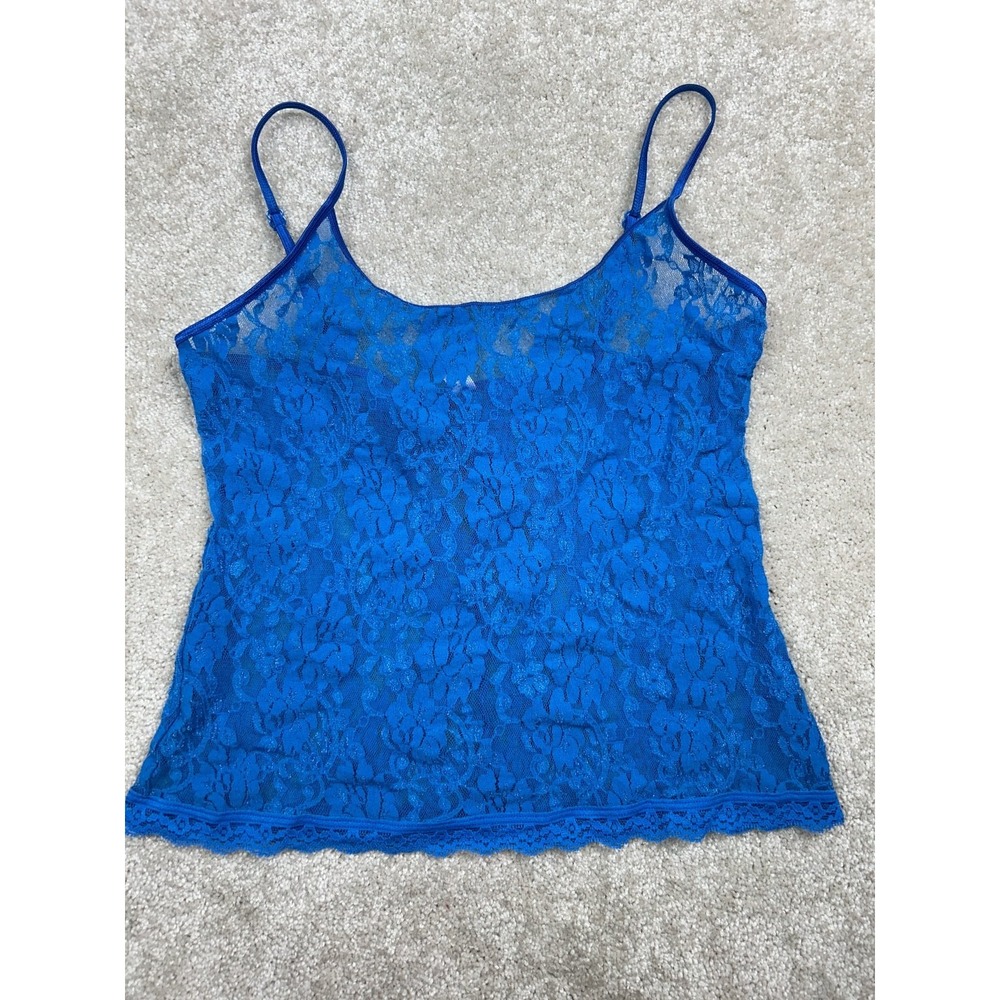 Victoria's‎ Secret Women's Blue Lace Floral Cami Top M Spaghetti Strap Nylon